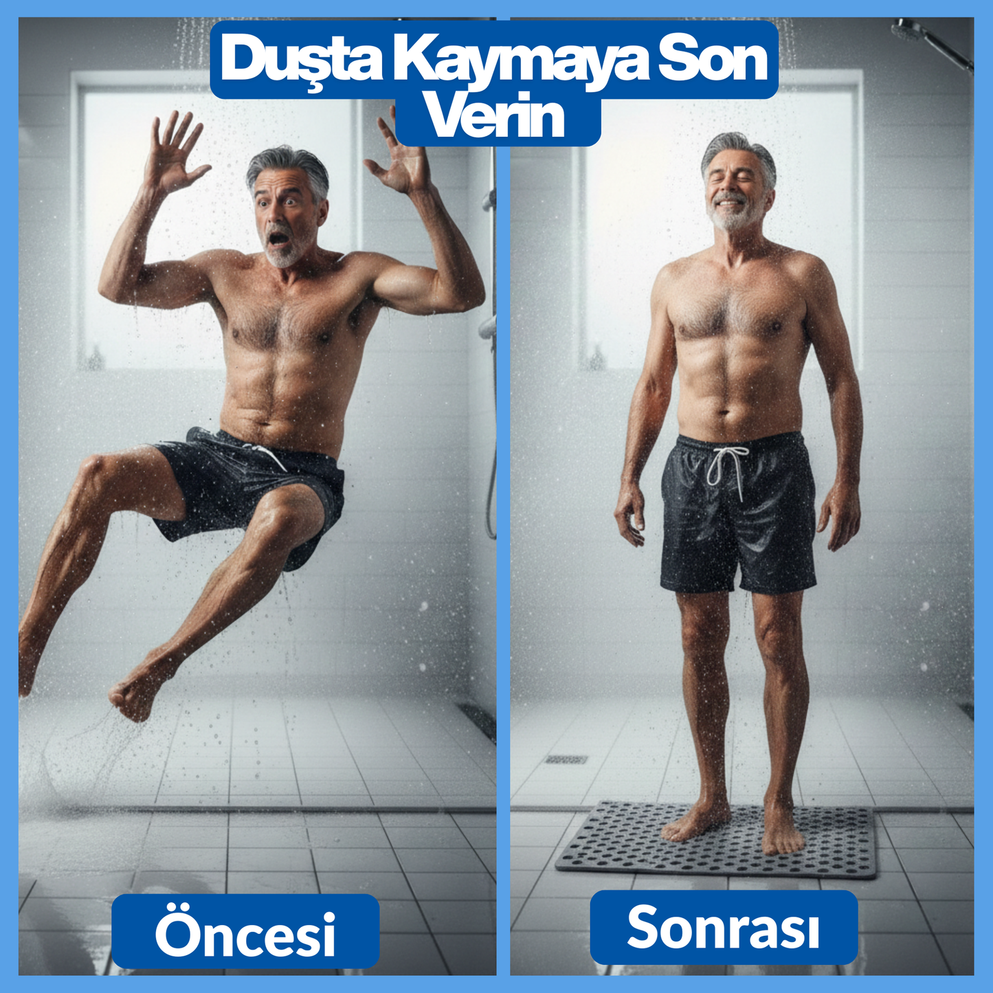 Duşora Kaymaz Duş Paspası | Vantuzlu & Kayma Önleyici Banyo Matı